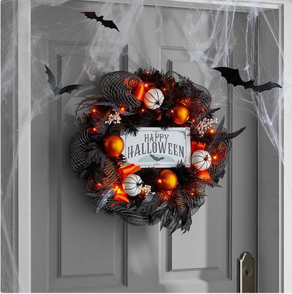 Member's Mark 26" Pre-Lit Halloween Pumpkin Wreath