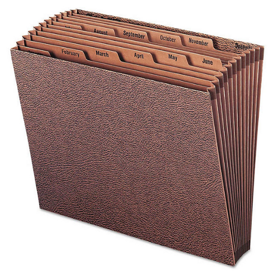 Smead 12 Pocket Jan-Dec TUFF Accordion Expansion File, Open Top, Letter, Redrope