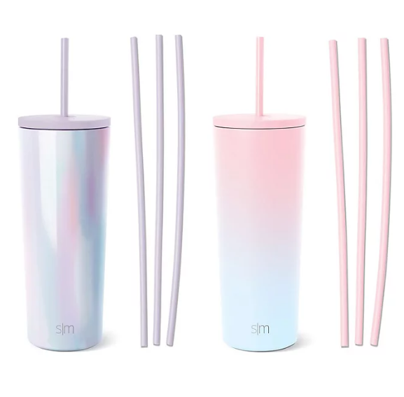 Simple Modern 2pack 24oz Stainless Steel Classic with Six Bonus Straws (Assorted Colors)