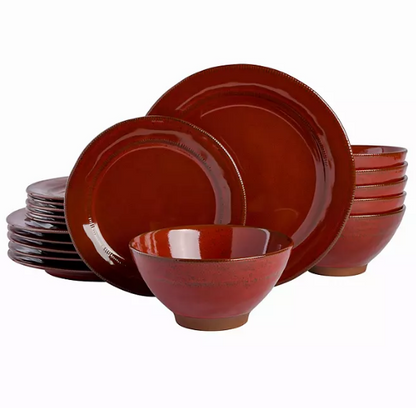 Gibson Elite 18-Piece Reactive Glaze Terracotta Dinnerware Set (Assorted Colors)