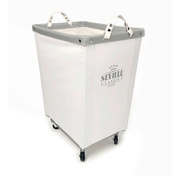 Seville Classics Commercial Heavy-Duty Canvas Laundry Hamper with Wheels