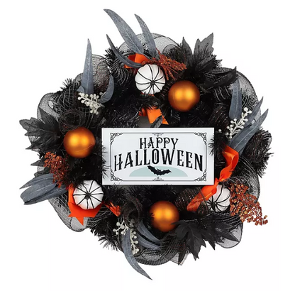 Member's Mark 26" Pre-Lit Halloween Pumpkin Wreath