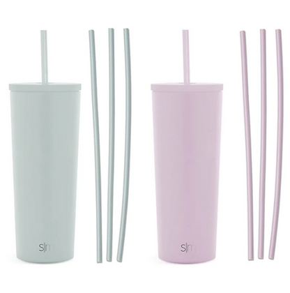 Simple Modern 2pack 24oz Stainless Steel Classic with Six Bonus Straws (Assorted Colors)