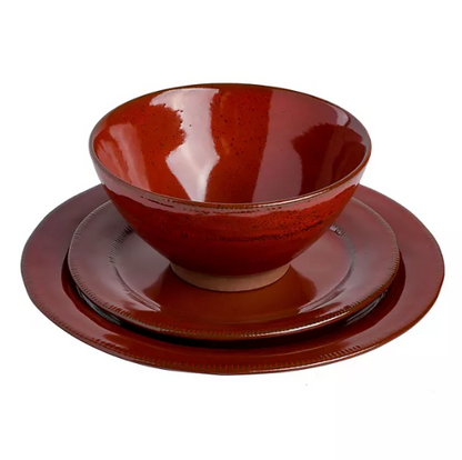 Gibson Elite 18-Piece Reactive Glaze Terracotta Dinnerware Set (Assorted Colors)