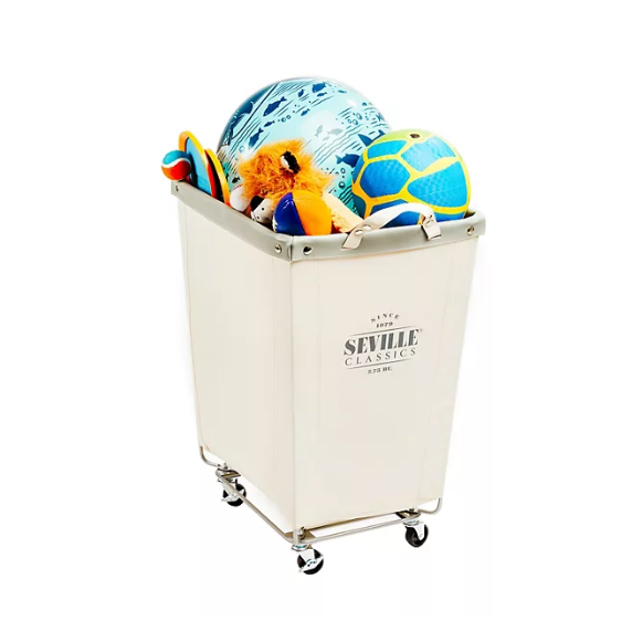 Seville Classics Commercial Heavy-Duty Canvas Laundry Hamper with Wheels