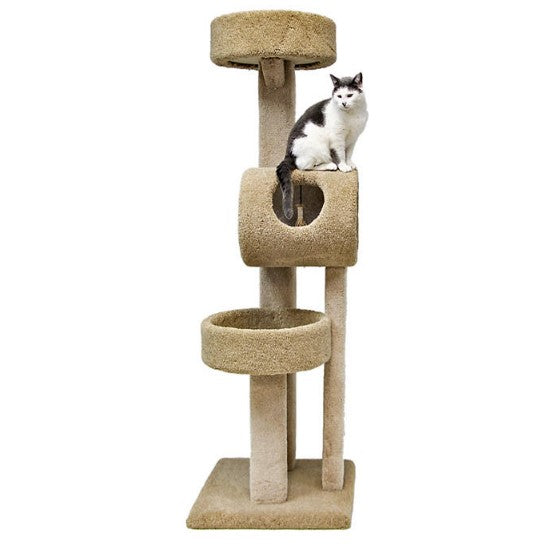 Multi-Level Carpeted Cat Tower, Tan (68")