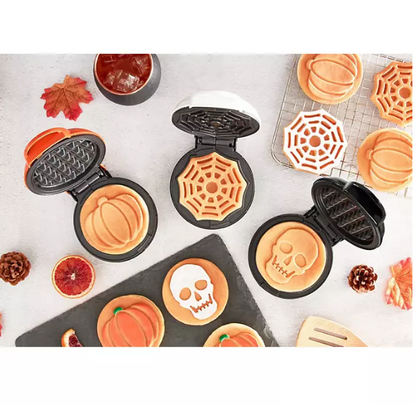 Dash Halloween Mini Waffle Set, includes Pumpkin, Skull and Spider Web Waffle Makers