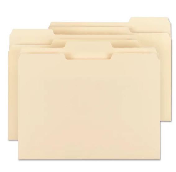 Smead 1/3 Cut Assorted Position Tab File Folders, Manila (Letter, 100ct.)