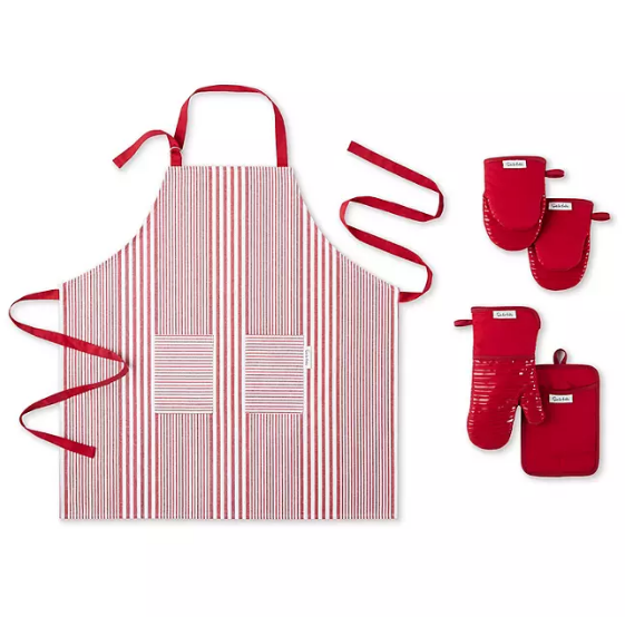 Sur La Table 5-Pc. Kitchen Textile Set - Apron, Oven Mitt, Potholder, Mini Mitt (Assorted Colors)