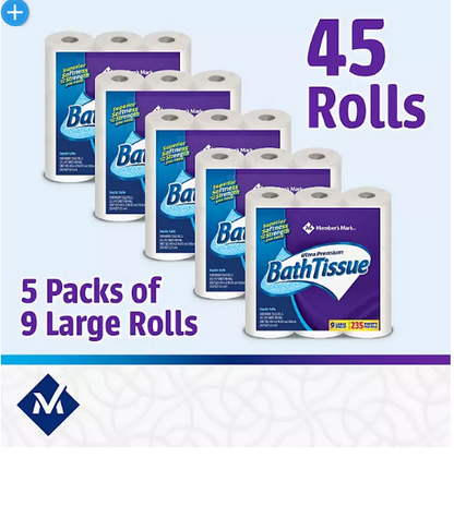 Member's Mark Ultra Premium Soft & Strong 2-Ply Toilet Paper (235 sheets/roll, 45 rolls)