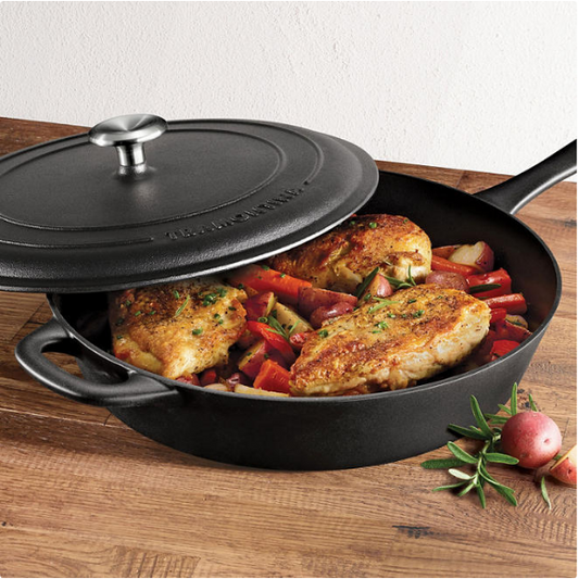 Tramontina 12.5" Covered Seasoned Cast Iron Skillet