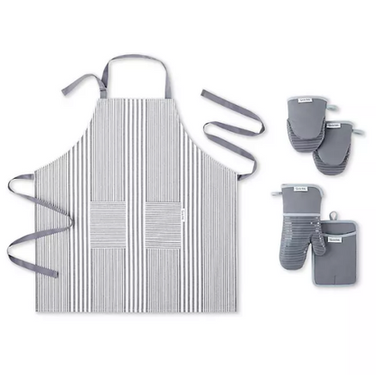 Sur La Table 5-Pc. Kitchen Textile Set - Apron, Oven Mitt, Potholder, Mini Mitt (Assorted Colors)