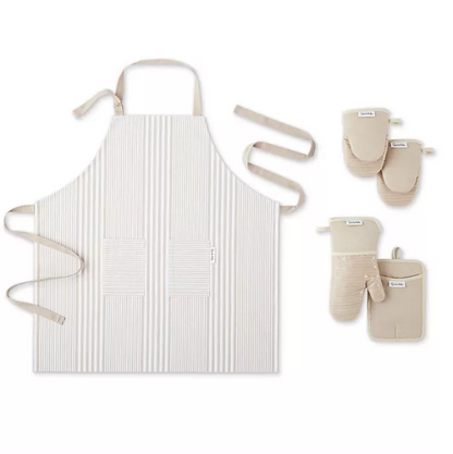 Sur La Table 5-Pc. Kitchen Textile Set - Apron, Oven Mitt, Potholder, Mini Mitt (Assorted Colors)