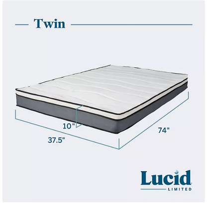 Lucid Limited 10” Plush Euro Top Hybrid Mattress