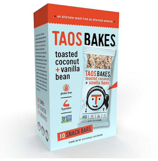 Taos Bakes Snack Bars, Toasted Coconut and Vanilla Bean (1.8 oz., 10 ct.)