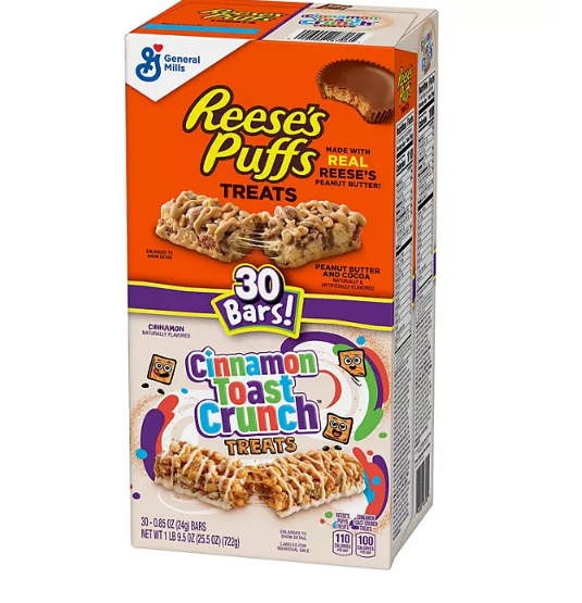 Reese's Puffs & Cinnamon Toast Crunch Cereal Bar Treats (30 ct.)