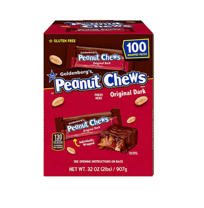 Goldenberg’s Peanut Chews Original Dark Chocolate Gravity Feeder (100 ct.)