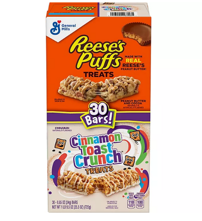 Reese's Puffs & Cinnamon Toast Crunch Cereal Bar Treats (30 ct.)