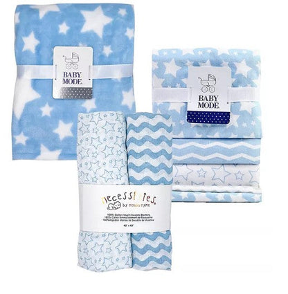 7-Piece Baby Blanket, Swaddler & Receiving Blanket Bundle (Choose Color)