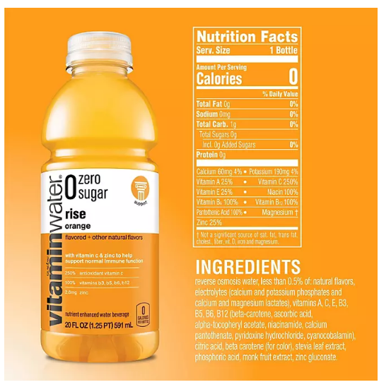 Glaceau Vitaminwater Zero Variety Pack Nutrient Enhanced Water (20 fl. oz., 20 pk.)