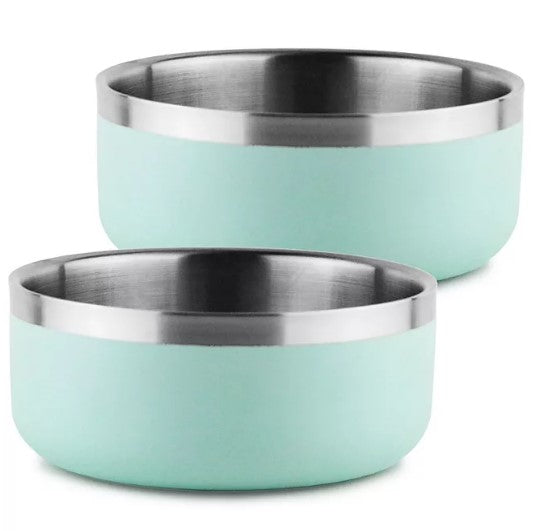 Double-Walled 2 pk. Dog Bowl w/ Silicone Feet, 3 cups (Choose color)