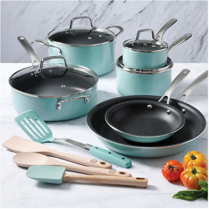 Martha Stewart 14-Piece Nonstick Aluminum Cookware Set (Assorted Colors)