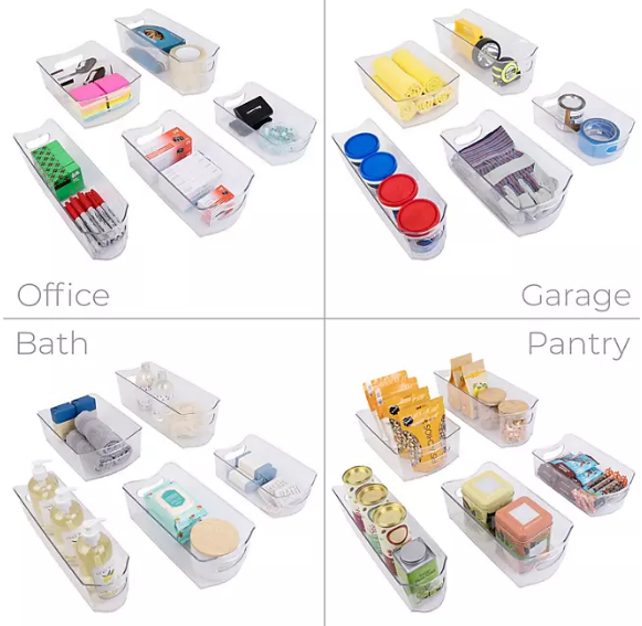 Smart Design Set of 18 Clear Refrigerator & Freezer Organization Bins