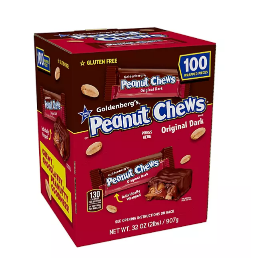 Goldenberg’s Peanut Chews Original Dark Chocolate Gravity Feeder (100 ct.)