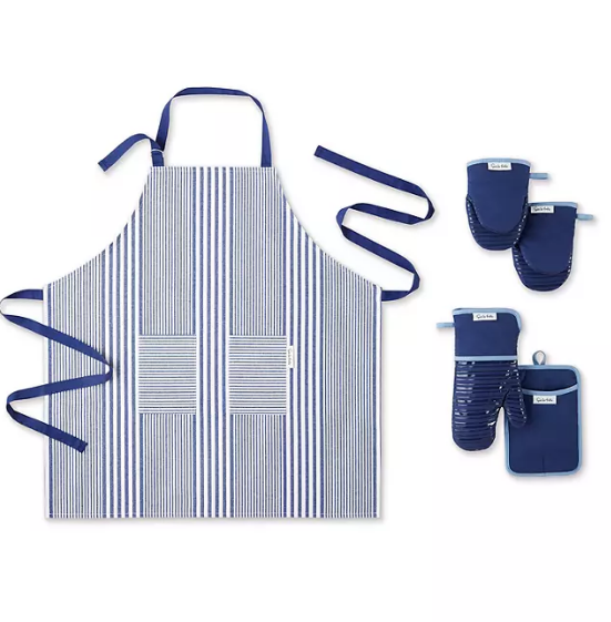 Sur La Table 5-Pc. Kitchen Textile Set - Apron, Oven Mitt, Potholder, Mini Mitt (Assorted Colors)