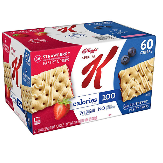 Kellogg's Special K Pastry Crisps, Strawberry and Blueberry (60 ct.)