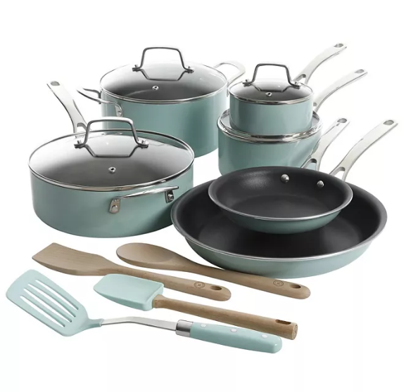 Martha Stewart 14-Piece Nonstick Aluminum Cookware Set (Assorted Colors)