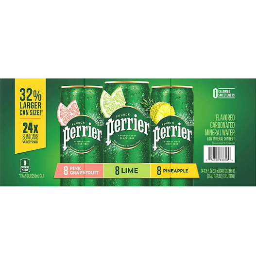 Perrier Carbonated Mineral Water Variety Pack (11.15 fl. oz., 24 pk.)