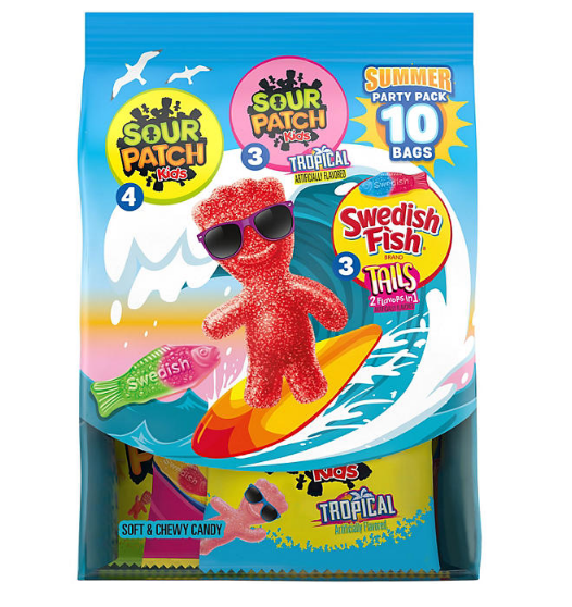 Sour Patch Kids Candy and Swedish Fish Tails Candy Summer Party Variety Pack (10 pk.)