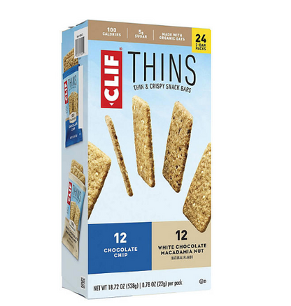 CLIF Thins Variety Pack, Chocolate Chip and White Chocolate Macadamia (24 ct.)