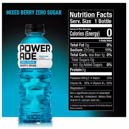 Powerade Zero Sports Drink Variety Pack (20 fl. oz., 24 pk.)