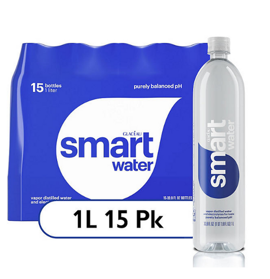 Glaceau SmartWater Distilled Water bottles (1 L., 15 pk.)