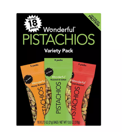 Wonderful Pistachios No Shells Variety Pack (0.75 oz., 18 pk.)