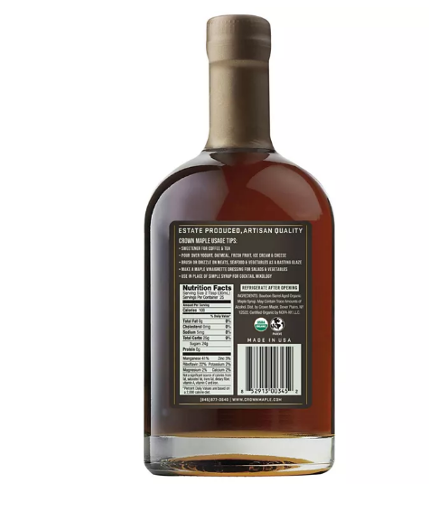 Crown Maple Bourbon Barrel Aged Organic Maple Syrup (25 oz.)