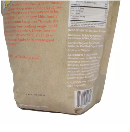 Glenda's Farmhouse Organic Cashews (27 oz.)