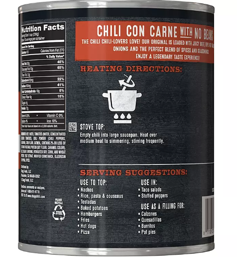 Stagg Country Brand Chili with Beans (108 oz.)