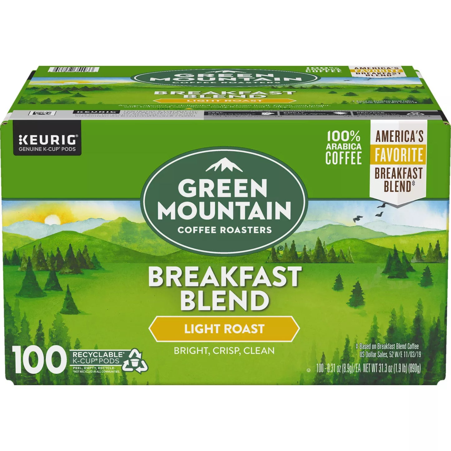 Green Mountain Coffee Breakfast Blend K-Cup Pods (100 ct.)