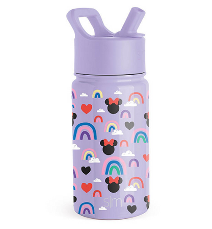 Simple Modern Kids Disney Water Bottle 2-Pack Set, 16-oz. Break Resistant Plastic & 14-oz. Stainless Steel with Straw Lid (Assorted Designs)