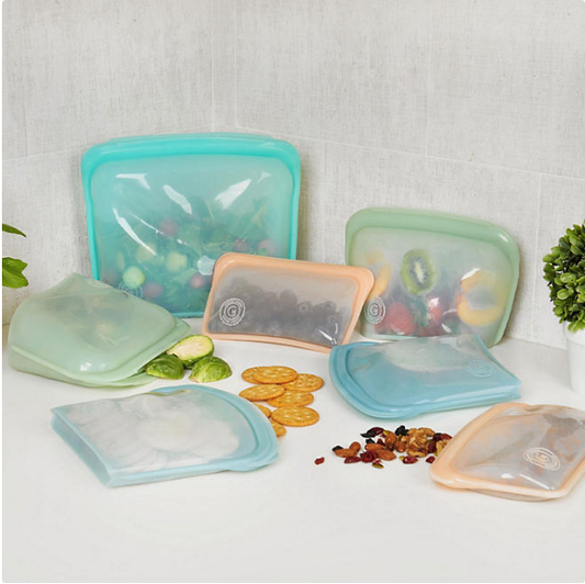 Honest Goods 7-Piece Silicone Food Storage Bags (Assorted Colors)