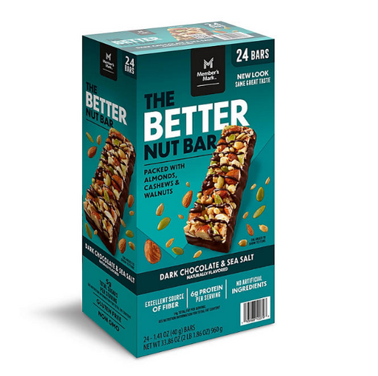 Member's Mark The Better Nut Bar, Dark Chocolate and Sea Salt (24 ct.)