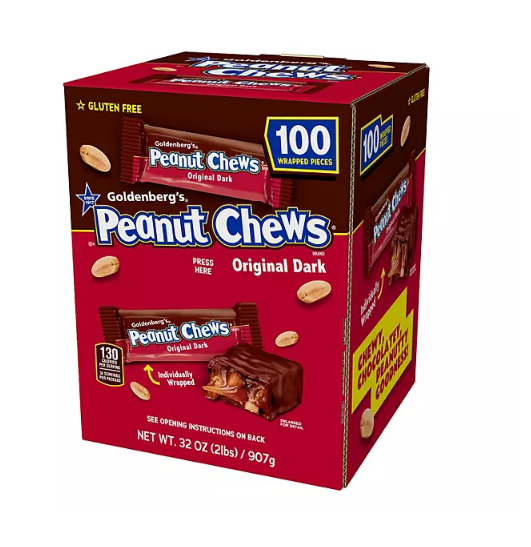 Goldenberg’s Peanut Chews Original Dark Chocolate Gravity Feeder (100 ct.)