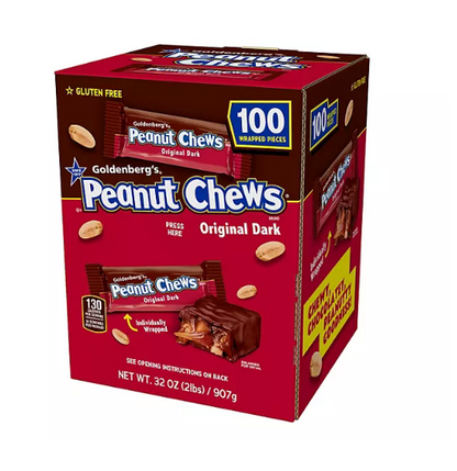 Goldenberg’s Peanut Chews Original Dark Chocolate Gravity Feeder (100 ct.)