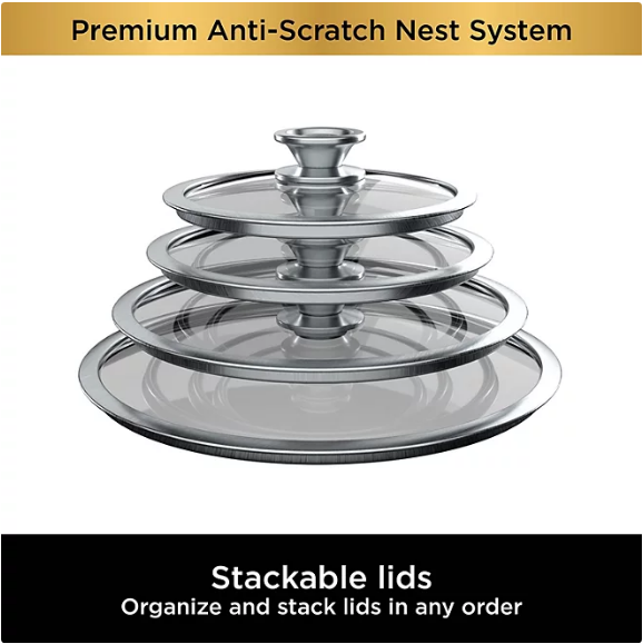 Ninja Foodi NeverStick Premium Anti-Scratch Nest System 10-Piece Cookware Set w/Bonus 5-Qt. Saute Pan