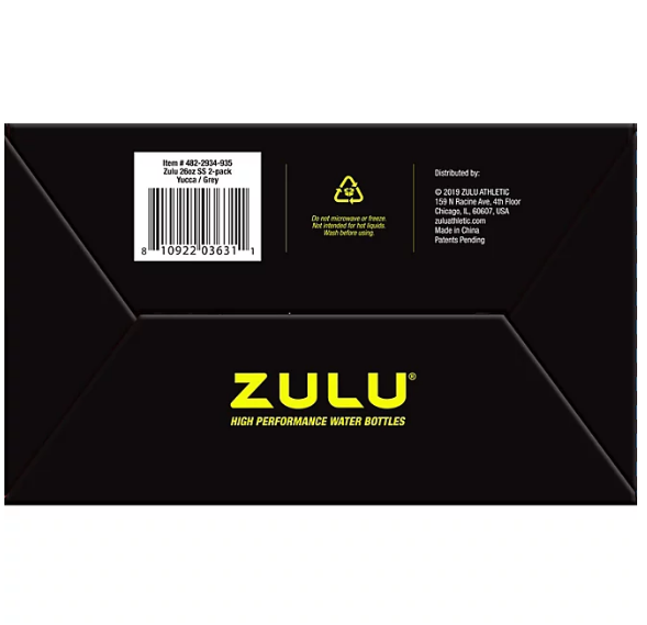 ZULU 26 oz. Stainless Insulated Water Bottle, 2 Pack (Assorted Colors)