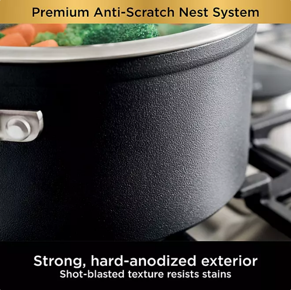 Ninja Foodi NeverStick Premium Anti-Scratch Nest System 10-Piece Cookware Set w/Bonus 5-Qt. Saute Pan