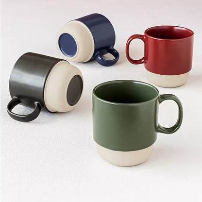 Over and Back 5-Piece Color-Glazed Stackable Mug Set with Rack